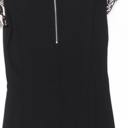 VILA Womens Multicoloured Geometric Polyester A-Line Size M Round Neck Zip