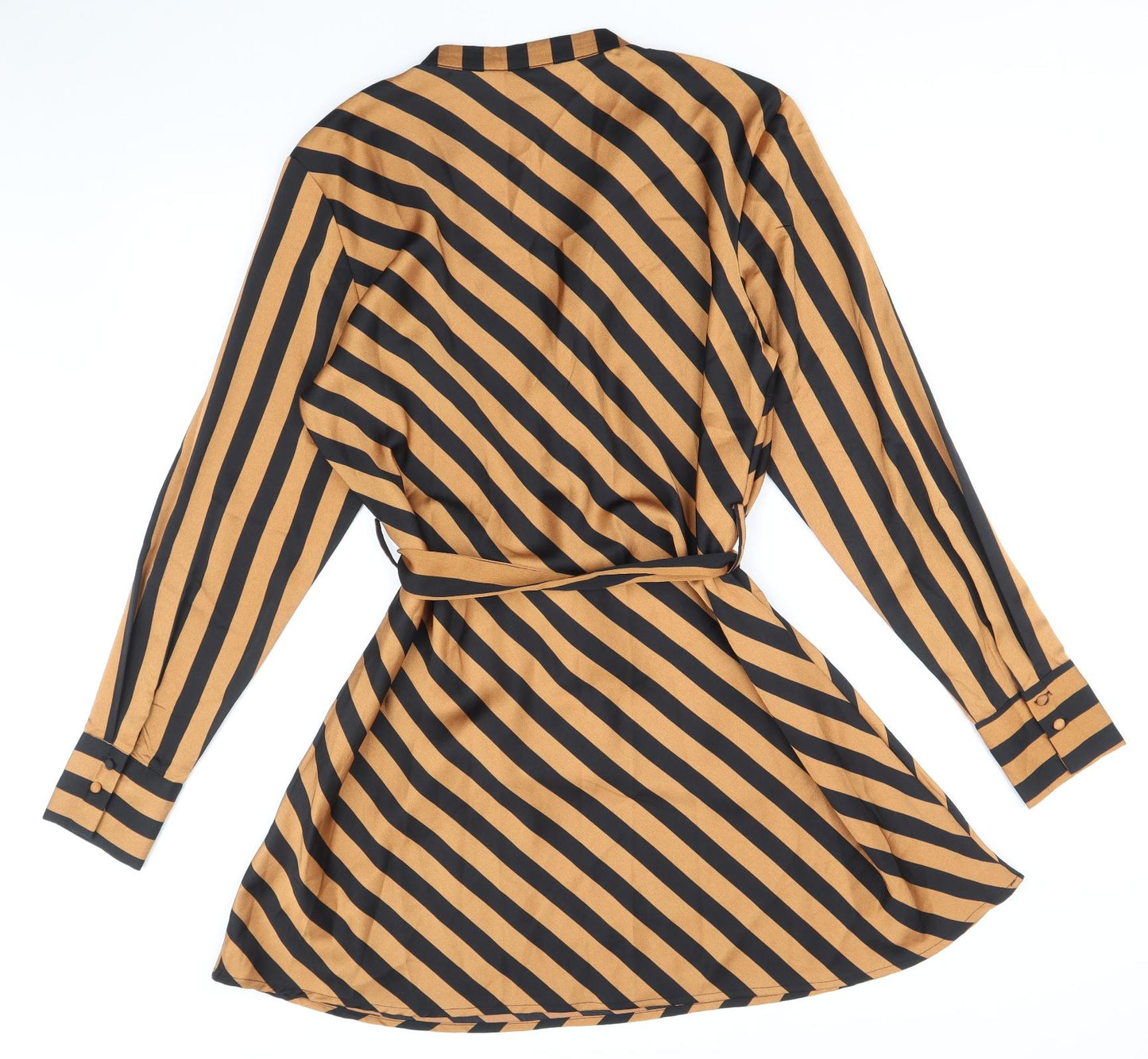 Y.A.S Womens Multicoloured Striped Polyester Fit & Flare Size L V-Neck Pullover