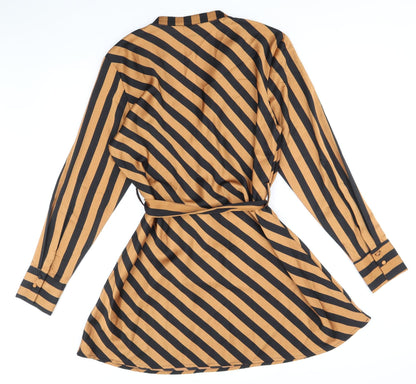 Y.A.S Womens Multicoloured Striped Polyester Fit & Flare Size L V-Neck Pullover