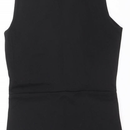 Topshop Womens Black Polyamide A-Line Size 10 Round Neck Pullover