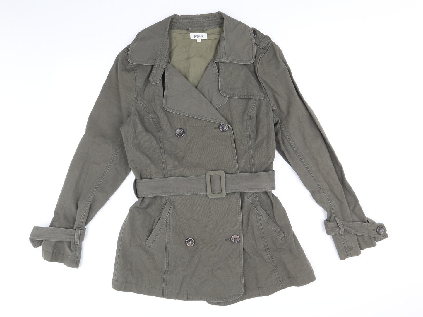 Womens UK Size 12 Papaya Brown Trench Coat