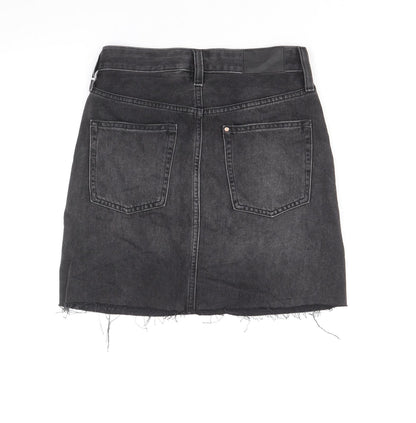 H&M Womens Black Cotton Straight & Pencil Skirt Size 6 Zip