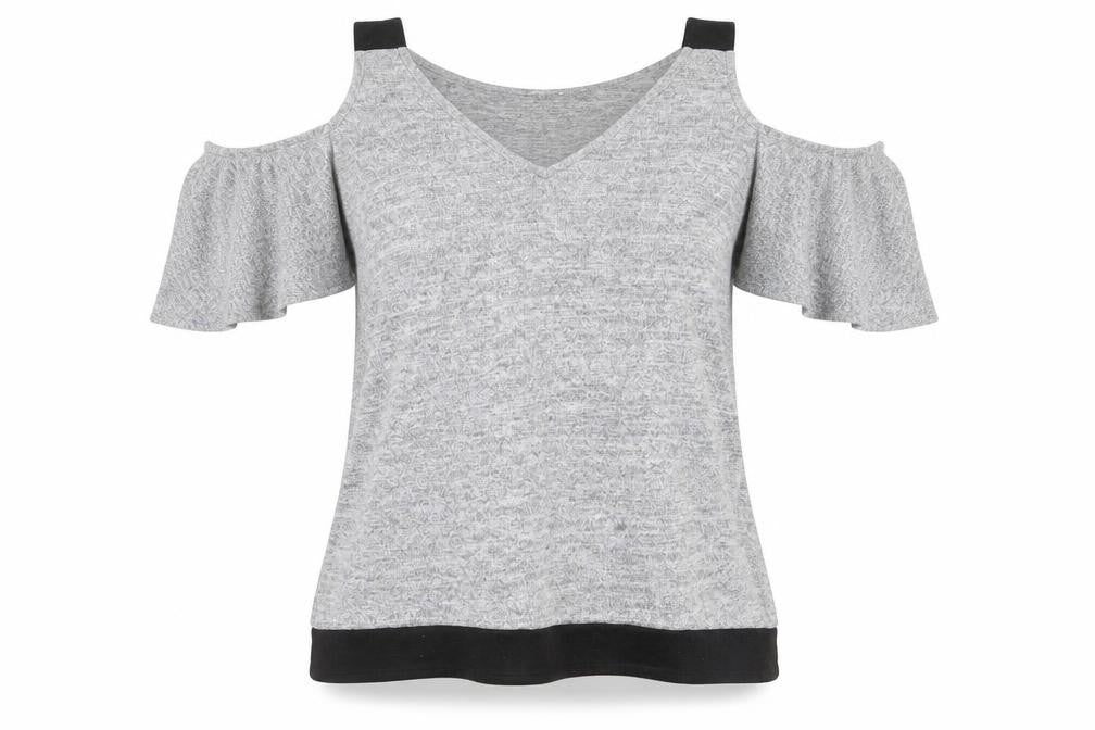 Womens UK Size 12 Lipsy Grey Basic T-Shirt