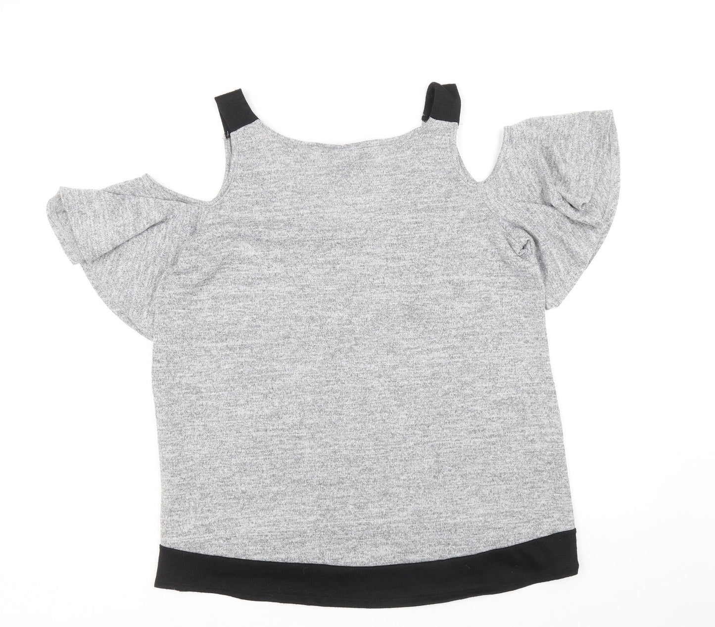 Lipsy Womens Grey Polyester Basic T-Shirt Size 12 V-Neck