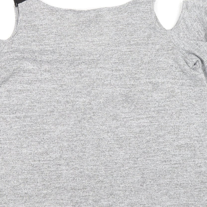 Lipsy Womens Grey Polyester Basic T-Shirt Size 12 V-Neck