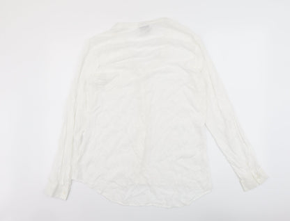 VERO MODA Womens White Viscose Basic Button-Up Size L V-Neck