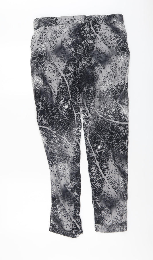 Topshop Womens Grey Geometric Polyester Trousers Size 12 L29 in Regular Button