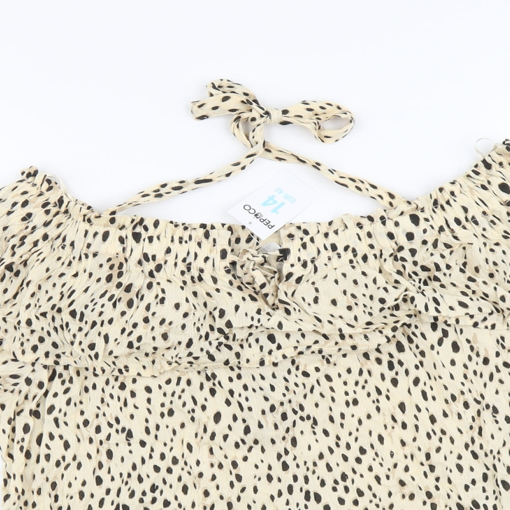 Womens UK Size 14 PEP&CO Beige Basic Blouse