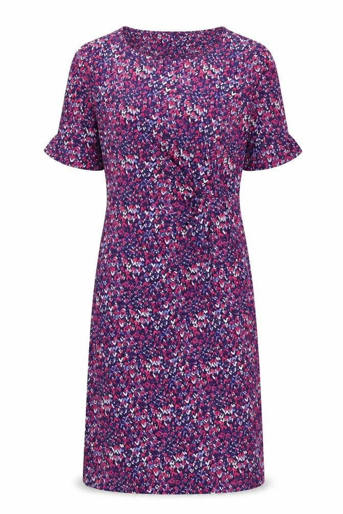 Marks and Spencer Womens Purple Geometric Viscose A-Line Size 10 Round Neck Pullover