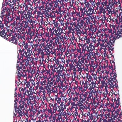 Marks and Spencer Womens Purple Geometric Viscose A-Line Size 10 Round Neck Pullover