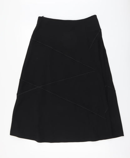 David Emanuel Womens Black Polyester Swing Skirt Size 14 Zip