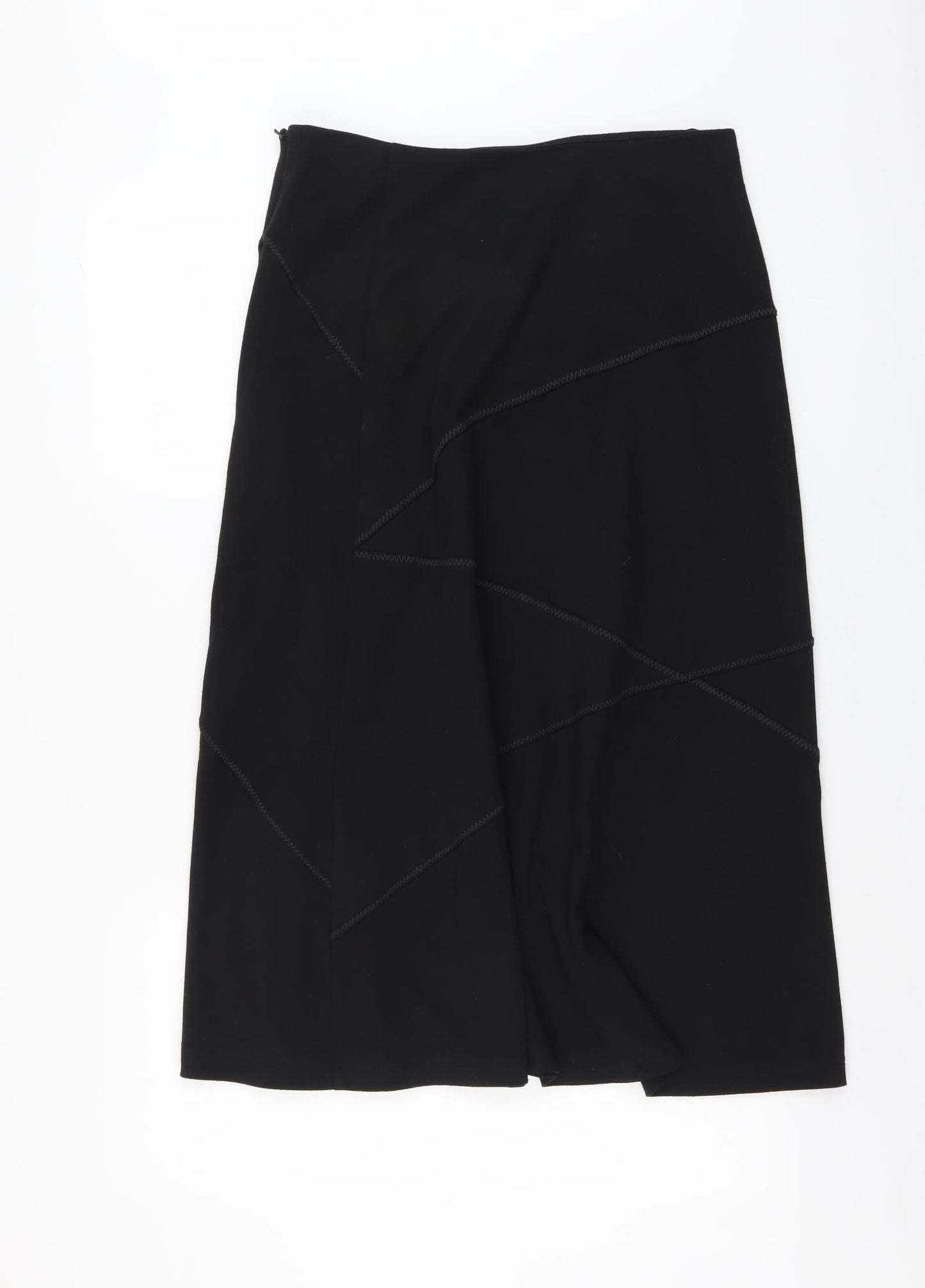 David Emanuel Womens Black Polyester Swing Skirt Size 14 Zip