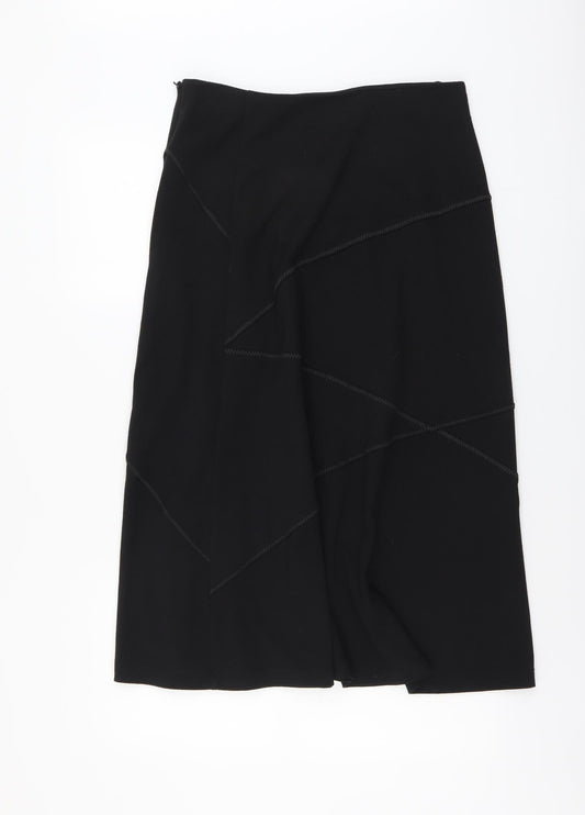 David Emanuel Womens Black Polyester Swing Skirt Size 14 Zip