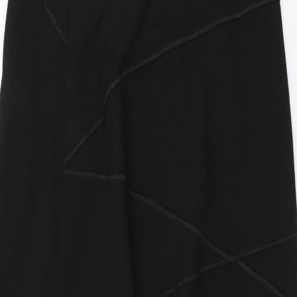 David Emanuel Womens Black Polyester Swing Skirt Size 14 Zip