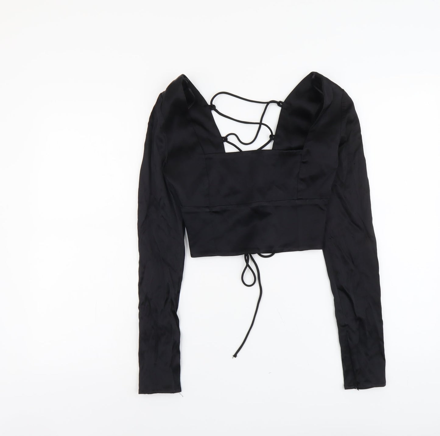 Womens UK Size S Zara Black Cropped T-Shirt