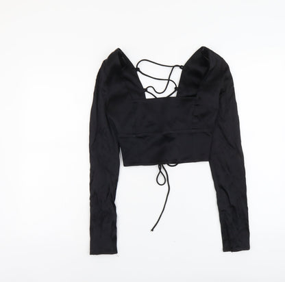 Womens UK Size S Zara Black Cropped T-Shirt