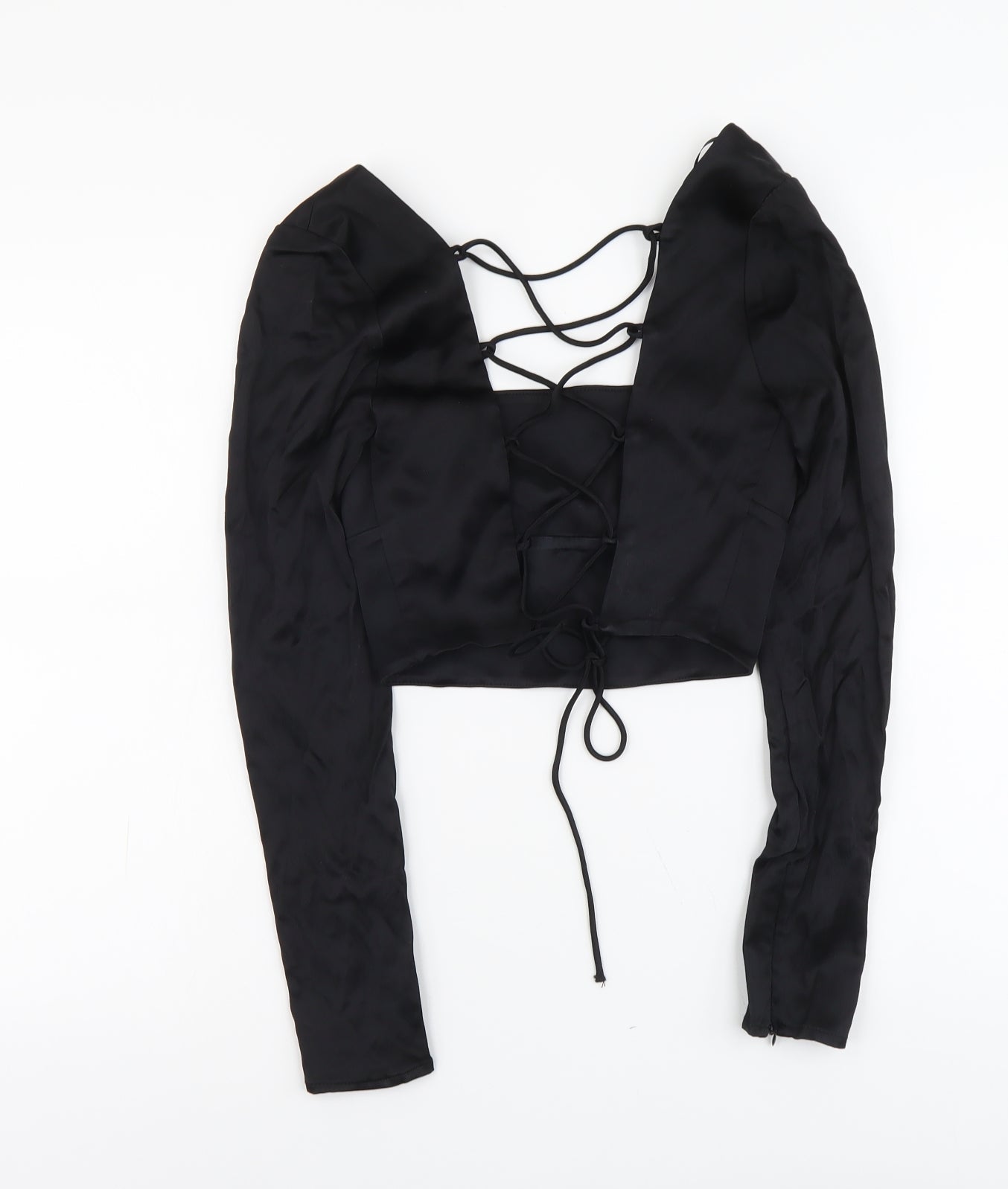 Womens UK Size S Zara Black Cropped T-Shirt