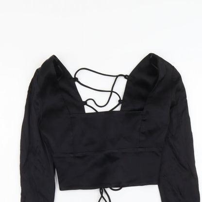 Womens UK Size S Zara Black Cropped T-Shirt