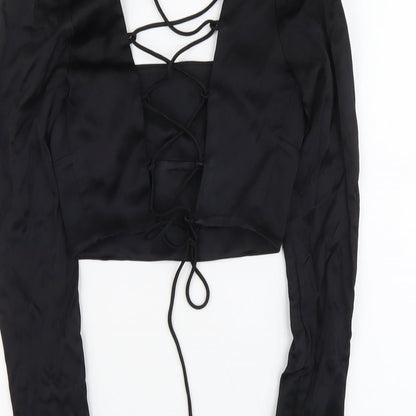 Womens UK Size S Zara Black Cropped T-Shirt