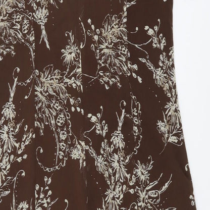 Studio Womens Brown Floral Polyester Trapeze & Swing Size 12 Round Neck Zip