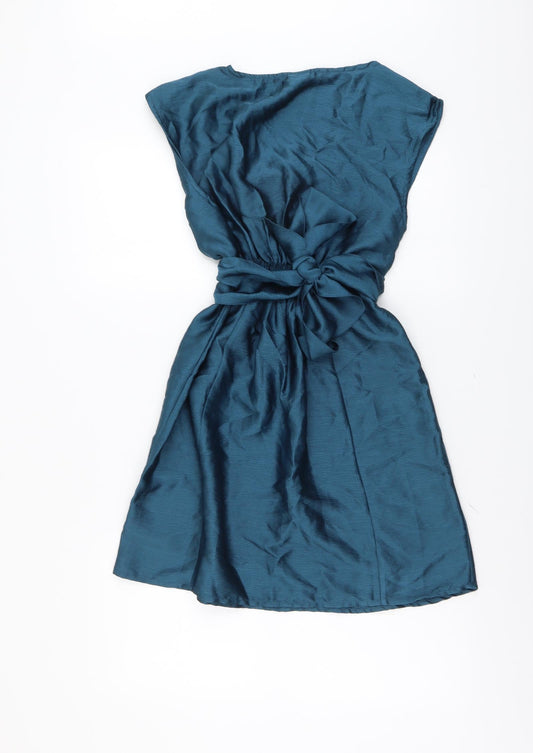 H&M Womens Blue Polyester Ball Gown Size 8 Scoop Neck Pullover