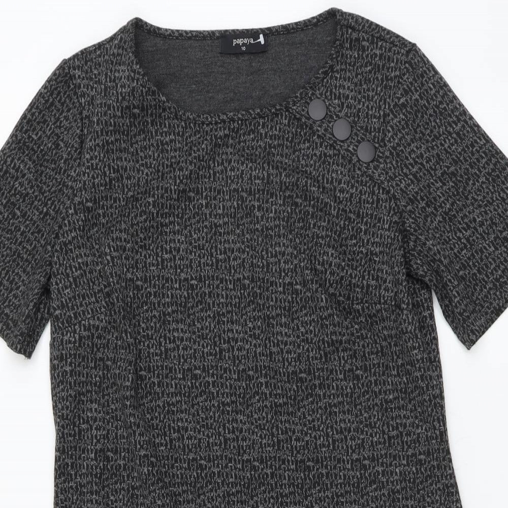 Papaya Womens Grey Polyester A-Line Size 10 Round Neck Pullover