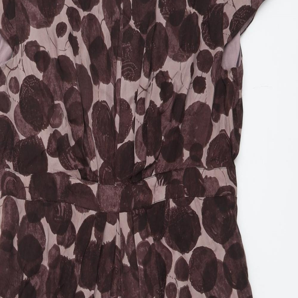 Great Plain Womens Purple Geometric Viscose A-Line Size L Scoop Neck Zip