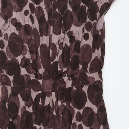 Great Plain Womens Purple Geometric Viscose A-Line Size L Scoop Neck Zip