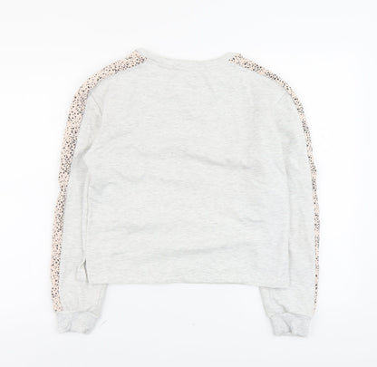 New Look Womens Grey Cotton Pullover Sweatshirt Size 8 Pullover