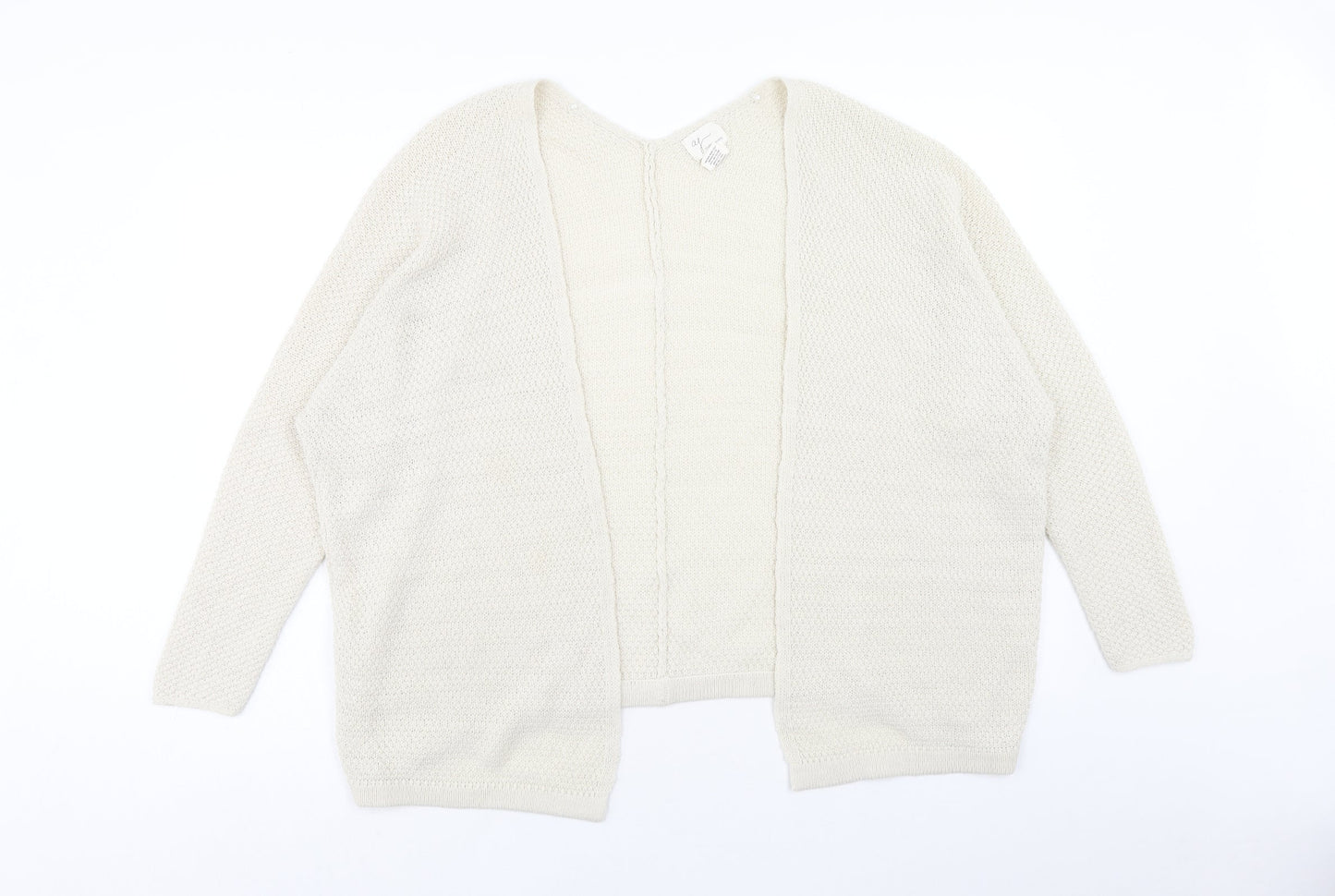 Andrea Jovine Womens Ivory V-Neck Viscose Cardigan Jumper Size S