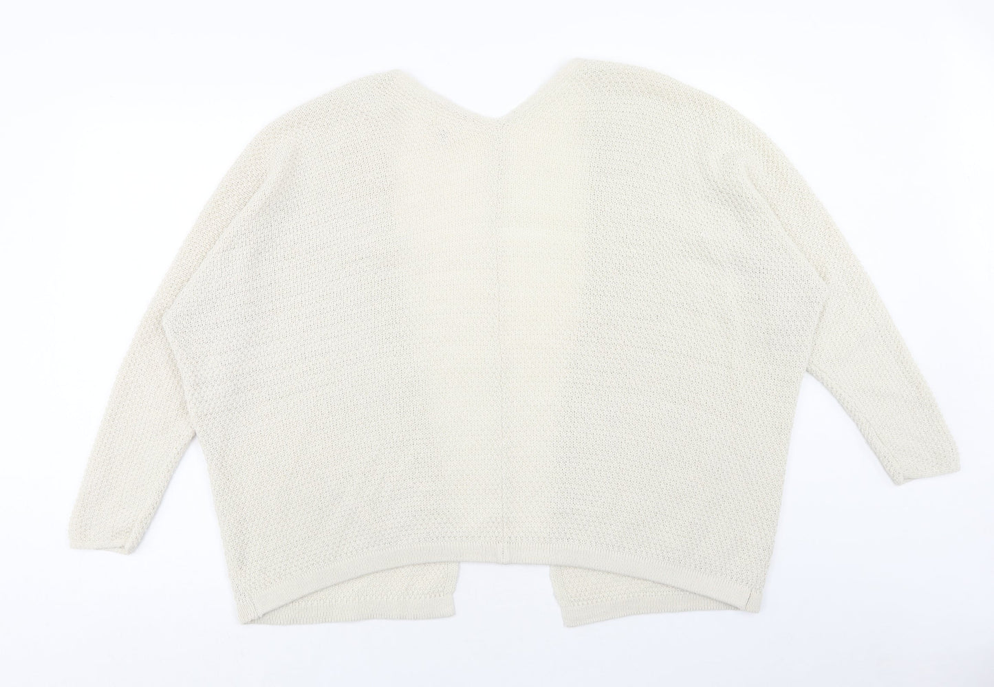 Andrea Jovine Womens Ivory V-Neck Viscose Cardigan Jumper Size S