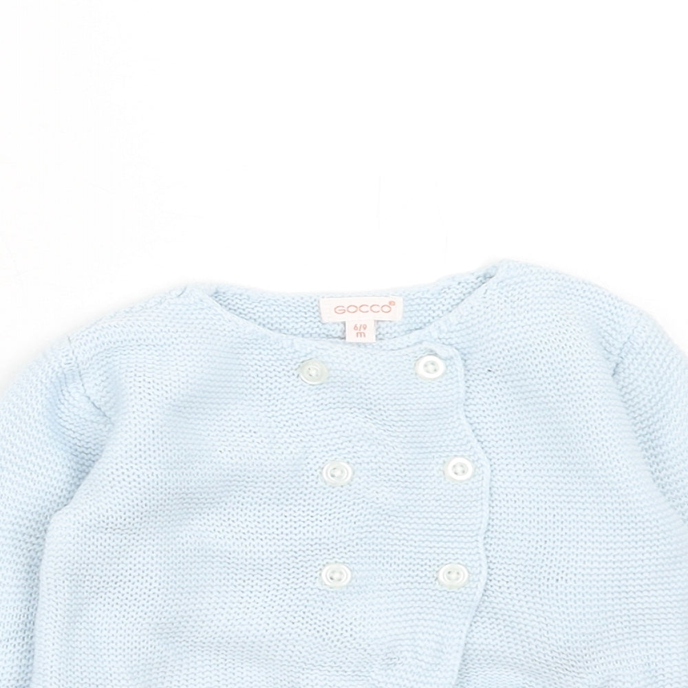 GOCCO Boys Blue Acrylic Cardigan Jumper Size 6-9 Months Button