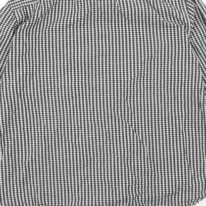 French Connection Mens Black Check Cotton Button-Up Size L Collared Button