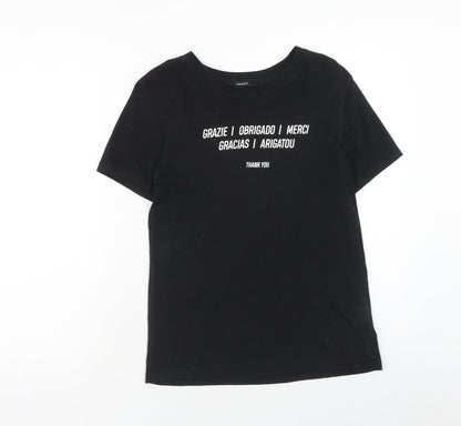 FOREVER 21 Womens Black Cotton Basic T-Shirt Size M Round Neck