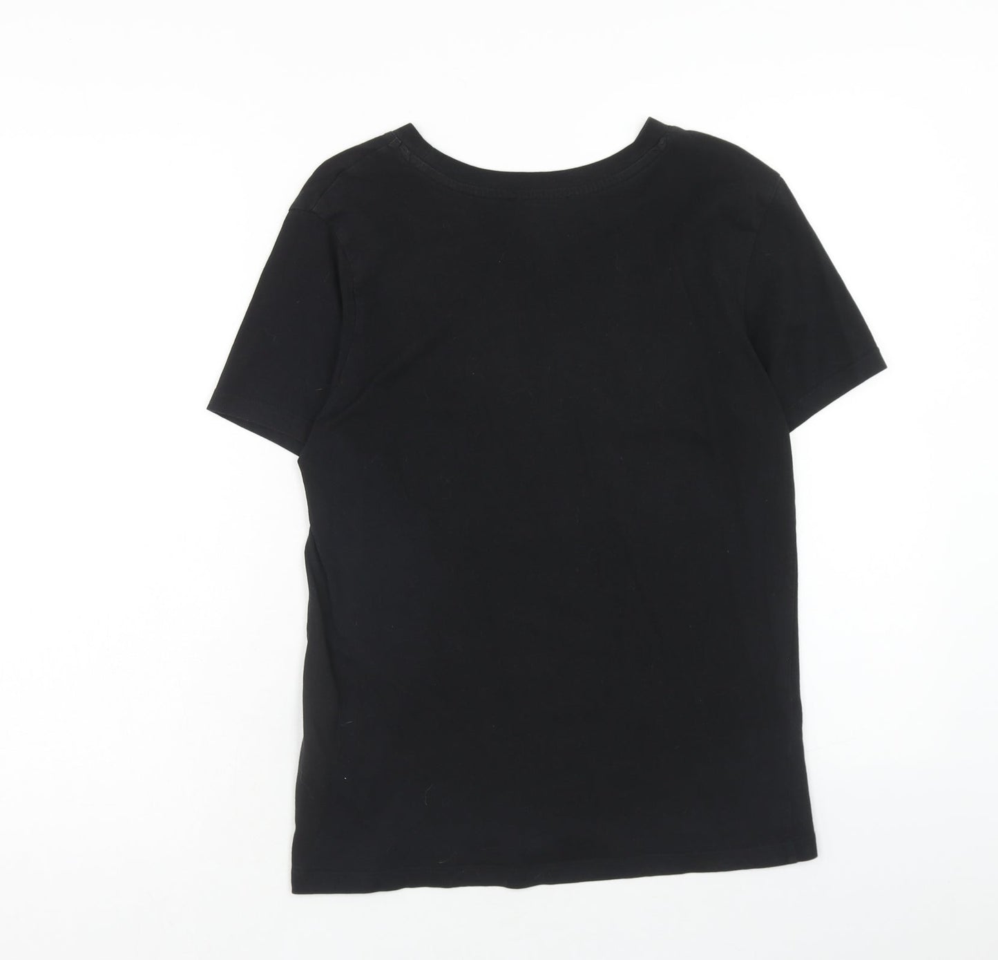 FOREVER 21 Womens Black Cotton Basic T-Shirt Size M Round Neck