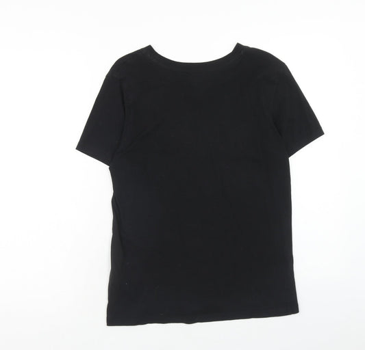 FOREVER 21 Womens Black Cotton Basic T-Shirt Size M Round Neck