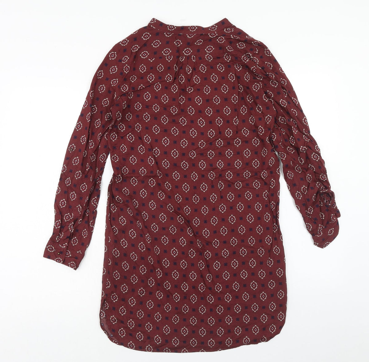 Zara Womens Red Geometric Viscose Kaftan Size S V-Neck Pullover