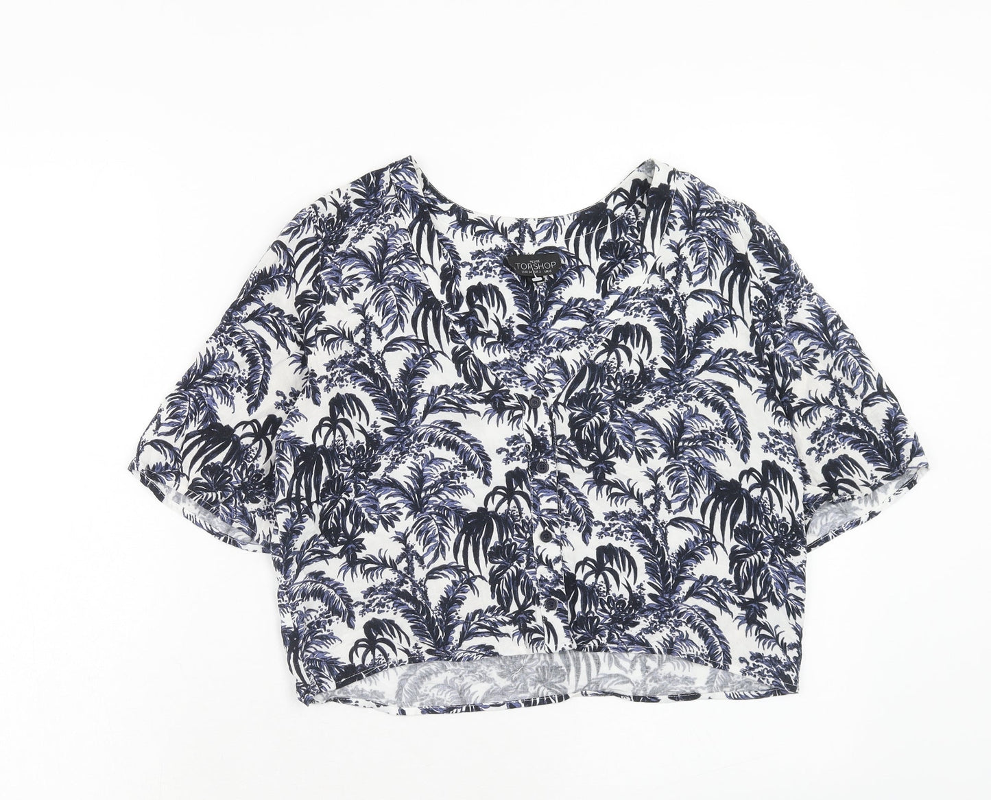 Womens UK Size 6 Topshop Blue Basic Button-Up