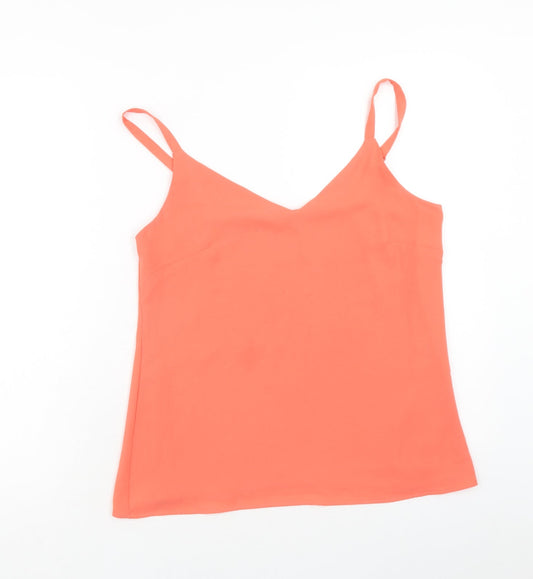 F&F Womens Orange Polyester Basic Tank Size 8 V-Neck