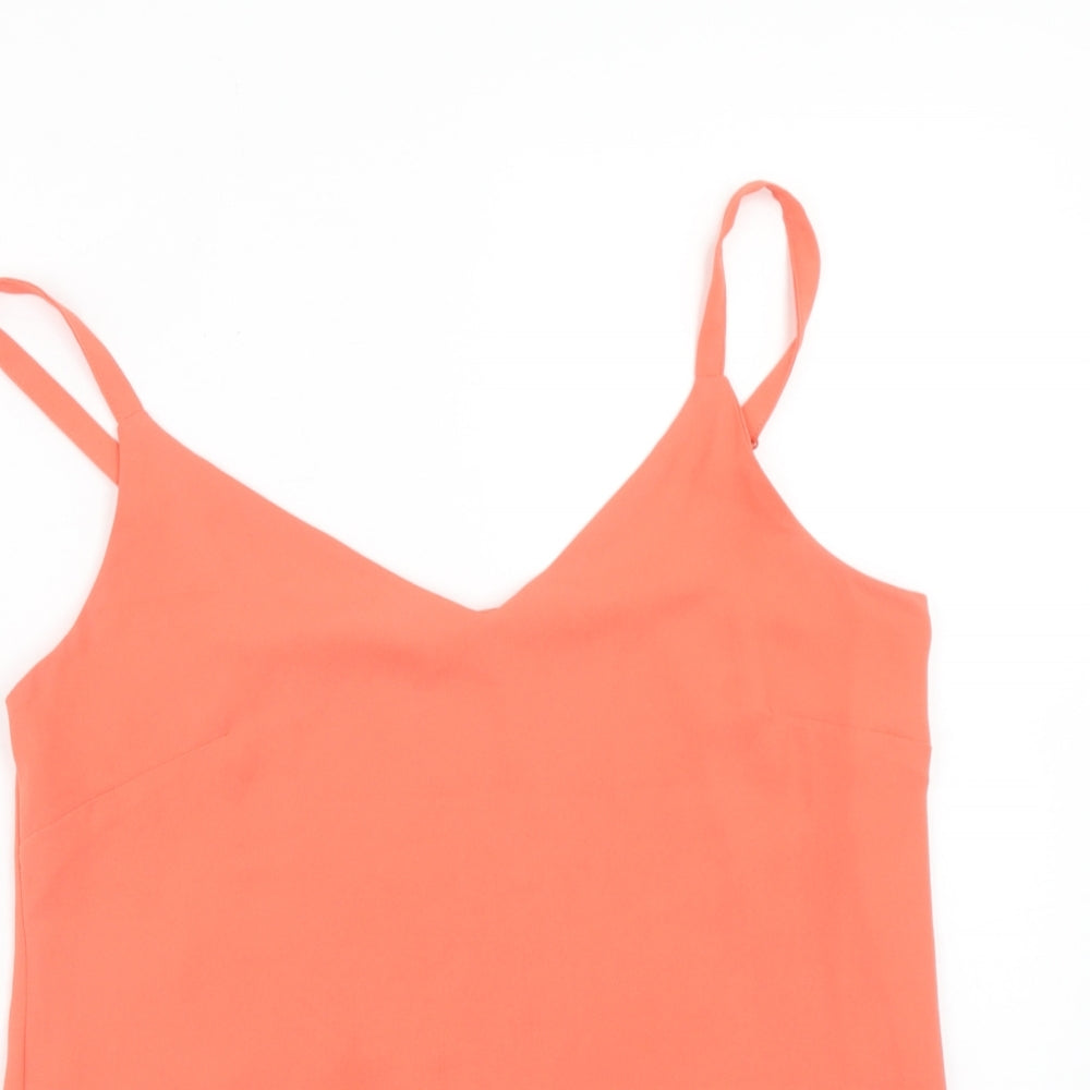 F&F Womens Orange Polyester Basic Tank Size 8 V-Neck