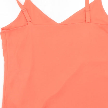 F&F Womens Orange Polyester Basic Tank Size 8 V-Neck