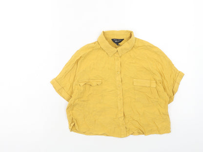 New Look Girls Yellow Viscose Basic Button-Up Size 11 Years Collared Button