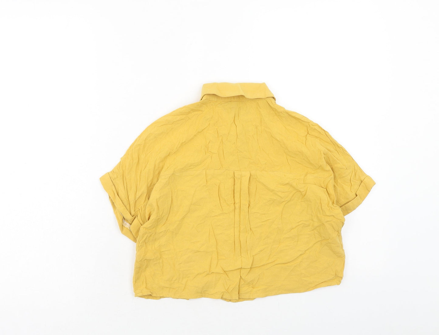 New Look Girls Yellow Viscose Basic Button-Up Size 11 Years Collared Button