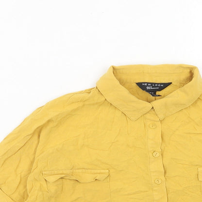 New Look Girls Yellow Viscose Basic Button-Up Size 11 Years Collared Button