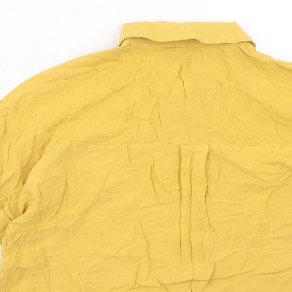 New Look Girls Yellow Viscose Basic Button-Up Size 11 Years Collared Button