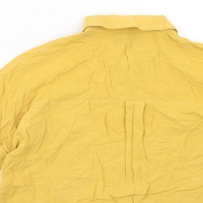 New Look Girls Yellow Viscose Basic Button-Up Size 11 Years Collared Button
