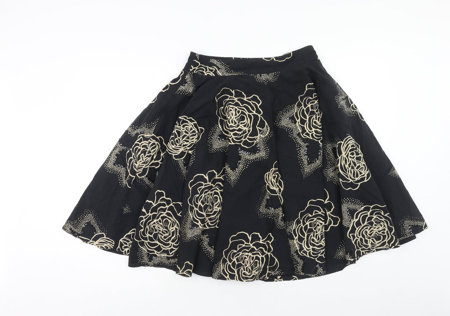 Miss Selfridge Womens Black Floral Cotton Tulip Skirt Size 8 Zip
