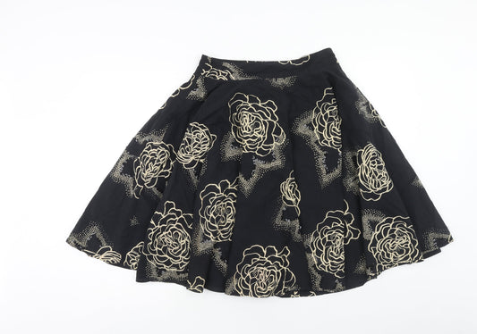 Miss Selfridge Womens Black Floral Cotton Tulip Skirt Size 8 Zip
