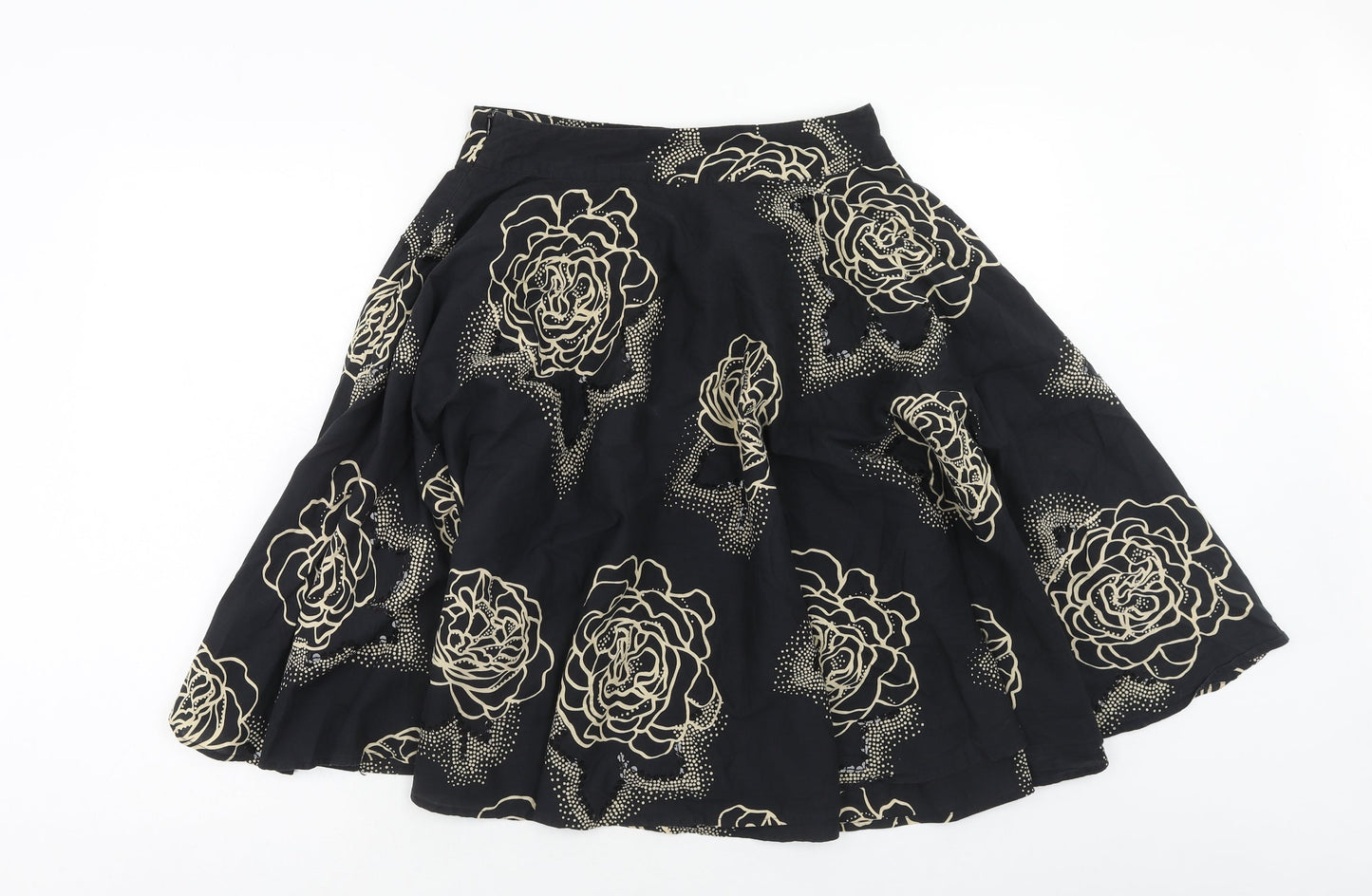 Miss Selfridge Womens Black Floral Cotton Tulip Skirt Size 8 Zip