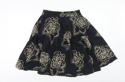 Miss Selfridge Womens Black Floral Cotton Tulip Skirt Size 8 Zip